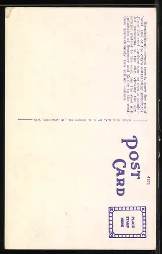 AK Birmingham, AL, Hotel Thomas Jefferson, Cor. 2nd Ave. and 17th St.
