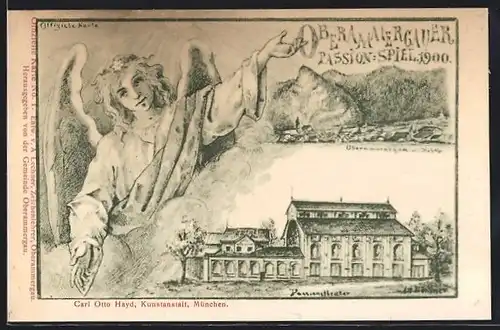 Künstler-AK Oberammergau, Passionsspiel 1900 - Engel, Passionstheater