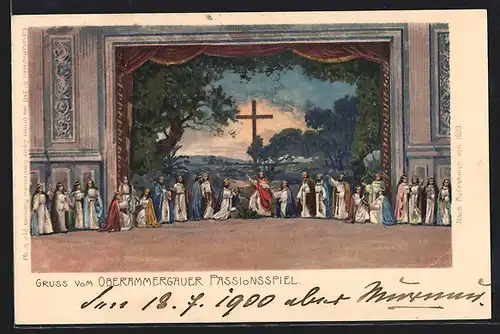 AK Oberammergauer Passionsspiel, Jesus und seine Jünger
