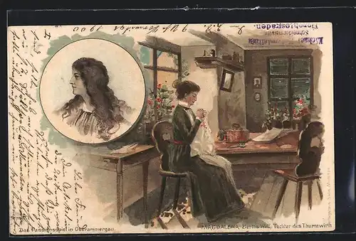 AK Passionsspiele Oberammergau, Magdalena-Bertha Wolf, Tochter des Thurmwirth
