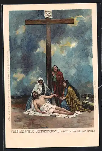AK Oberammergau, Passionsspiele, Christus im Schosse Marias