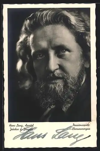 AK Portrait des Darstellers Hans Lang spielte Jakobus d. Jüngere bei den Passionsspielen