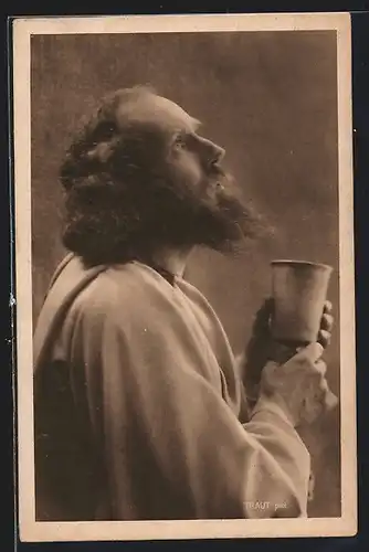 AK Passionsspiele Oberammergau 1922, Jesus beim Abendmahle