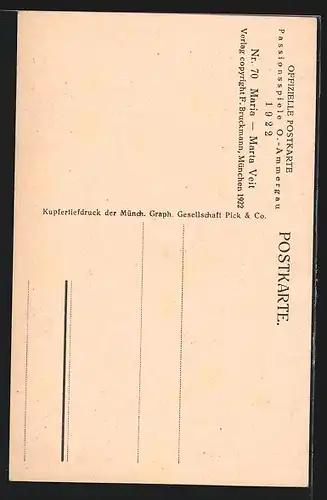 AK Passionsspiele Oberammergau 1922, Maria, Marta Veit