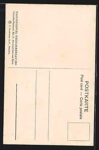 AK Passionsspiele Oberammergau 1910, Abschied Jesu von Maria