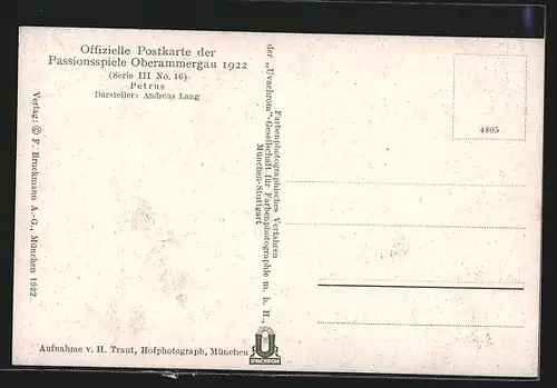 AK Passionsspiele Oberammergau 1922, Petrus