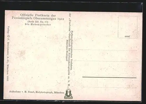 AK Passionsspiele Oberammergau 1922, Die Hohenpriester