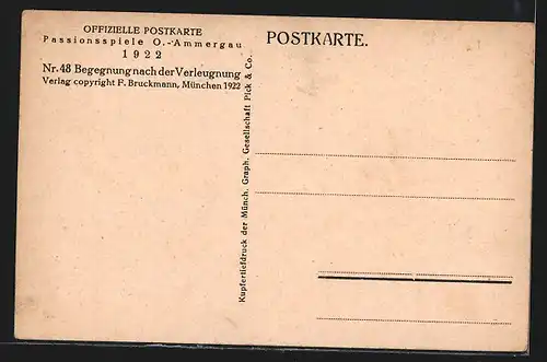 AK Passionsspiele Oberammergau 1922, Begegnung der Verleugnung