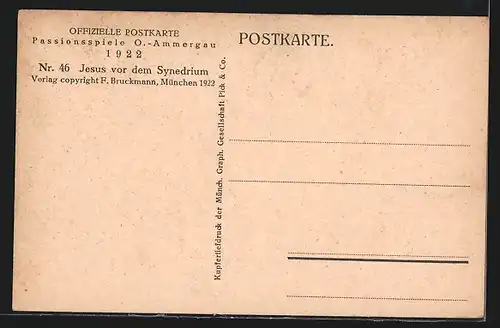 AK Passionsspiele Oberammergau 1922, Jesus vor dem Synedrium