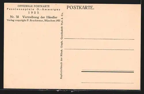 AK Passionsspiele Oberammergau 1922, Vetreibung der Händler