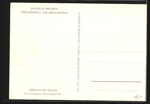 AK Passionsspiele Oberammergau 1960, Christus vor Pilatus