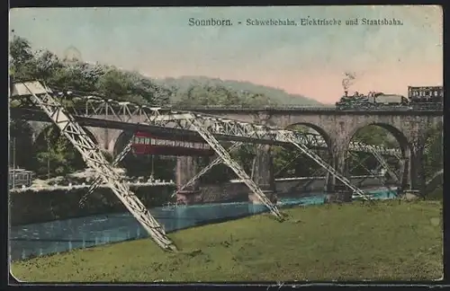 AK Sonnborn, Schwebebahn, Elektrische und Staatsbahn