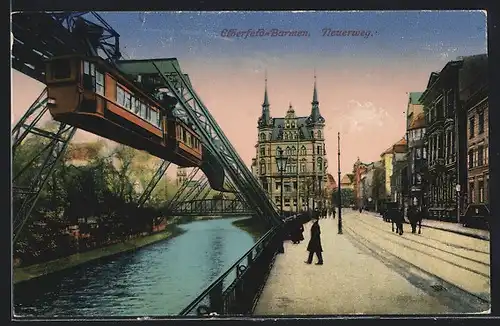 AK Elberfeld-Barmen, Neuerweg, Schwebebahn