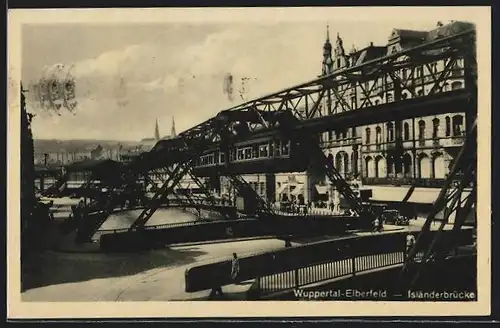 AK Wuppertal-Elberfeld, Isländerbrücke, Schwebebahn