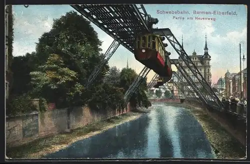 AK Barmen-Elberfeld, Schwebebahn, Partie am Neuenweg