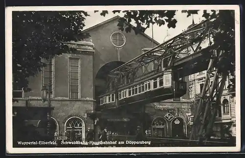 AK Wuppertal-Elberfeld, Schwebebahn-Hauptbahnhof am Döppersberg