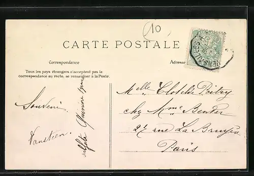 AK Bécon-les-Bruyères, Place de la Gare, Strassenleben am Café des Bruyères