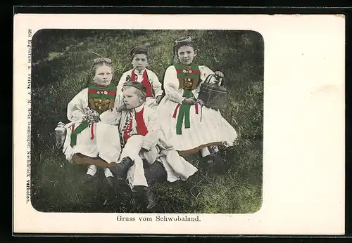 AK Schwobaland, Kinder in schwäbischer Trachtenkleidung