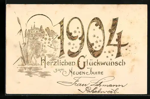 AK Jahreszahl 1904, Dorflandschaft