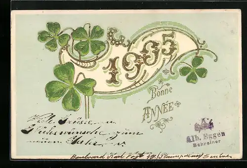 AK Jahreszahl 1905 mit Kleeblättern