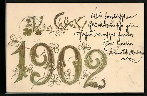 AK Jahreszahl 1902 mit Kleeblättern