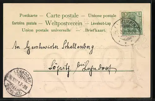 AK Jahreszahl 1902 mit Kleeblättern