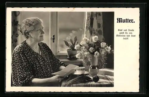 AK Grossmutter mit Brief zum Muttertag
