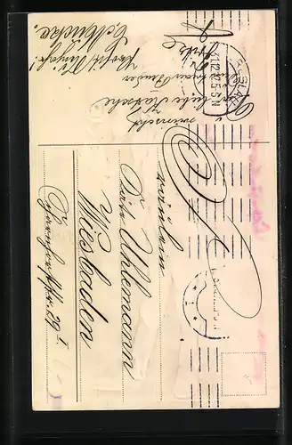 AK Herr mit Blume zu Neujahr