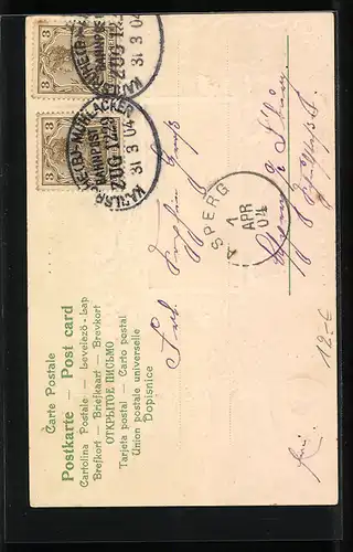 AK Osterhase mit Ostereikarren