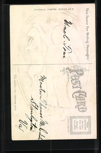 AK Junge zieht Osterhase an den Ohren