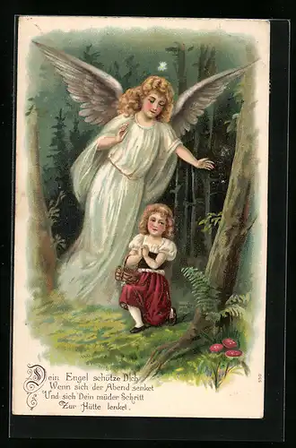 AK Schutzengel bewacht Mädchen nachts im Wald