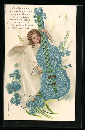 AK Engel spielt Cello aus Blumen
