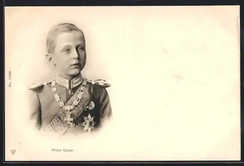 AK Prinz Oskar von Preussen in jungen Jahren in Uniform