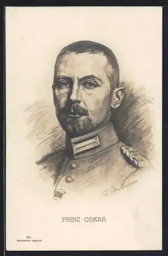 AK Prinz Oskar von Preussen in Uniform, Portrait