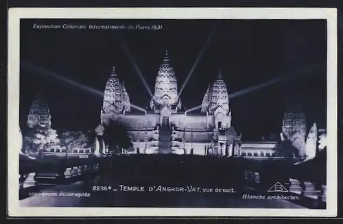 AK Paris, Exposition coloniale internationale 1931, Temple d`Angkor-vat, vue du nuit