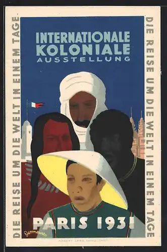 Künstler-AK Paris, Exposition coloniale internationale 1931, le Tour du Monde en un Jour, Araber & Indianer