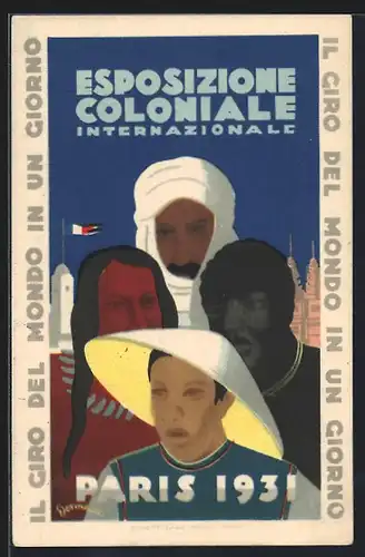 Künstler-AK Paris, Exposition coloniale internationale 1931, le Tour du Monde en un Jour, Araber & Indianer