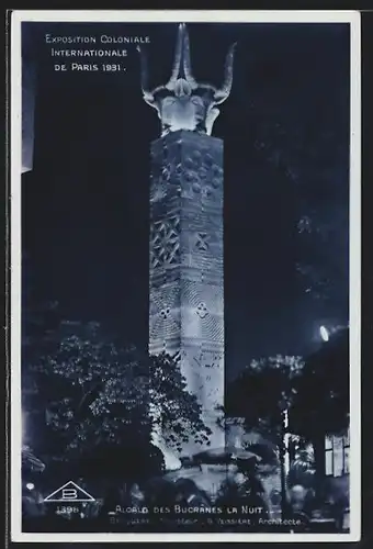 AK Paris, Exposition coloniale internationale 1931, Aloalo des Bucranes, La Nuit