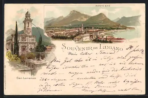 Lithographie Lugano, San Lorenzo, Monte Bré