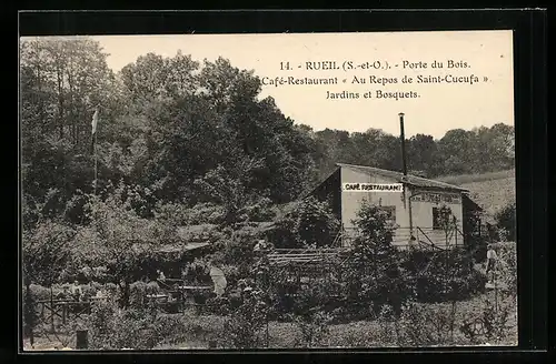 AK Rueil, Porte du Bois, Café-Restaurant Au Repos de Saint-Cucufa, Jardins et Bosquets