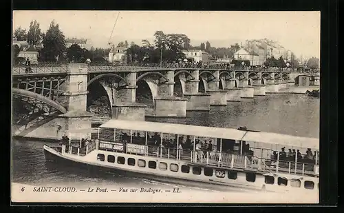 AK Saint-Cloud, Le Pont, Vue sur Boulogne