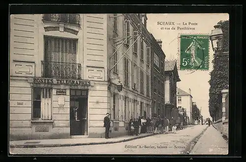 AK Sceaux, La Poste et rue de Penthièvre