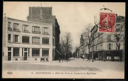 AK Montrouge, Hôtel des Postes et Avenue de la République