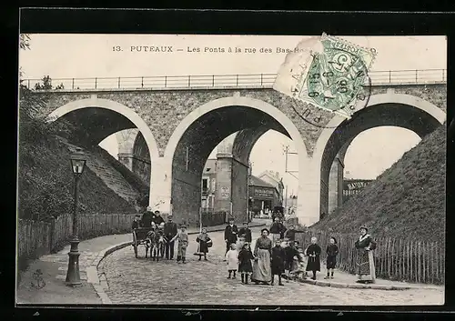 AK Puteaux, Les Ponts à la rue des Bas-Rog...