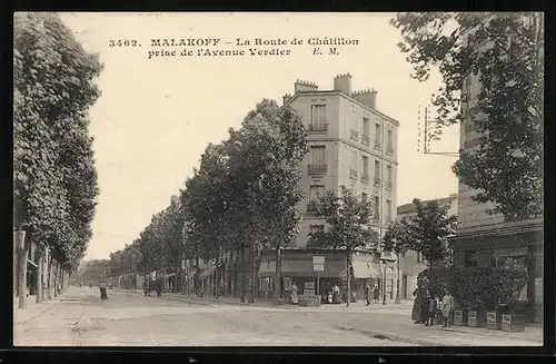 AK Malakoff, La Route de Chatillon prise de l`Avenue Verdier