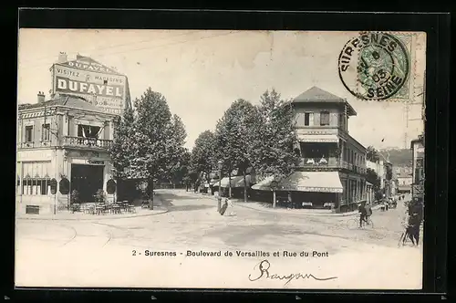 AK Suresnes, Boulevard de Versailles et Rue de Pont