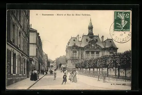 AK Suresnes, Mairie et Rue du Mont Valérien