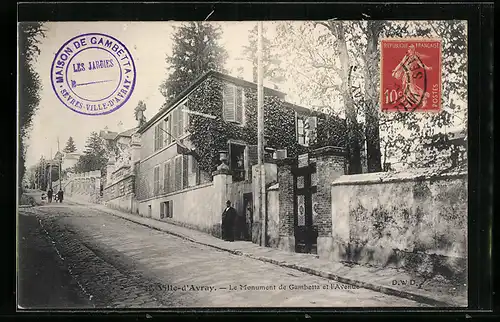AK Ville-D`Avray, Le Monument de Gambetta et L`Avenue