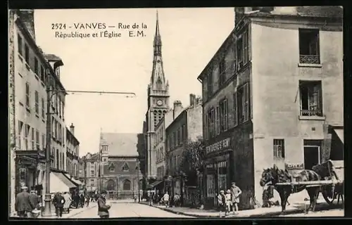 AK Vanves, Rue de la Republique et l`Eglise