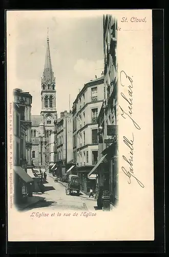 AK Saint-Cloud, L`Eglise et la rue de l`Eglise